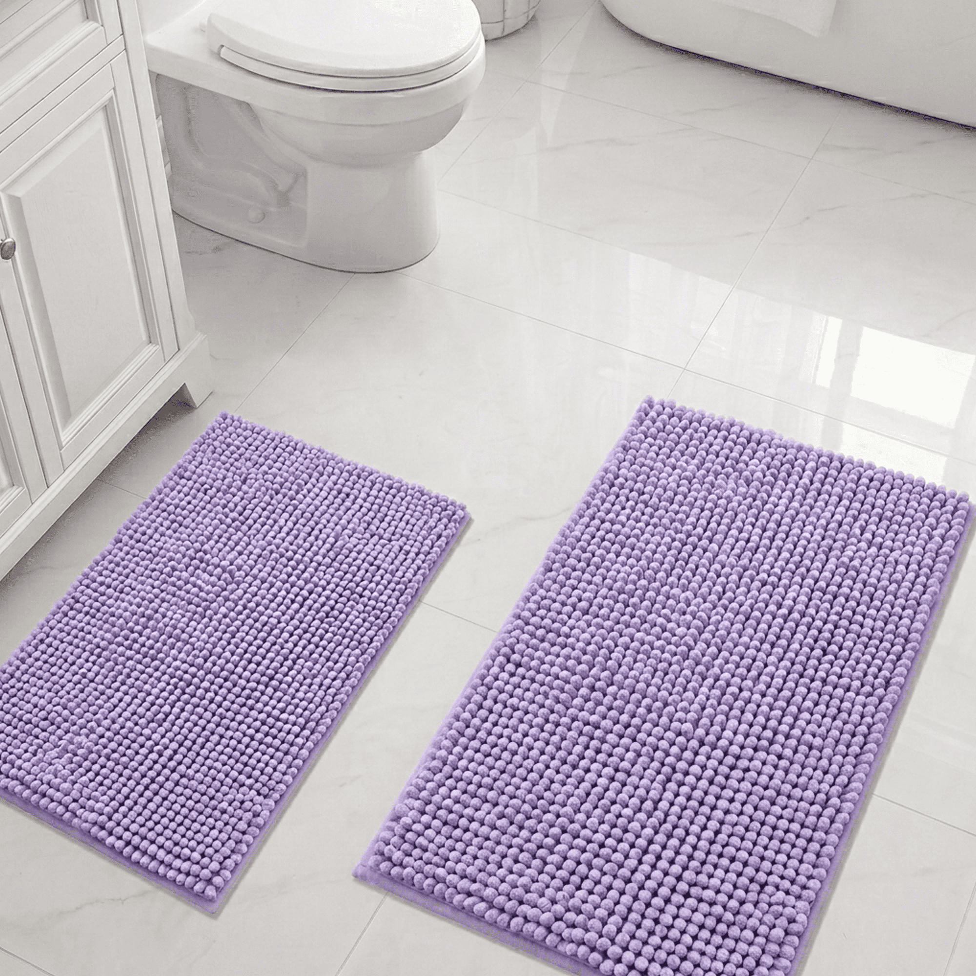 Evlmd Bathroom Rugs, Extra Soft Absorbent Shaggy Chenille Bath Rugs, Non-Slip Dark Purple Bath Mats for Bathroom Floor Tub and Shower, Home Decor Accessories, 24" X 59"