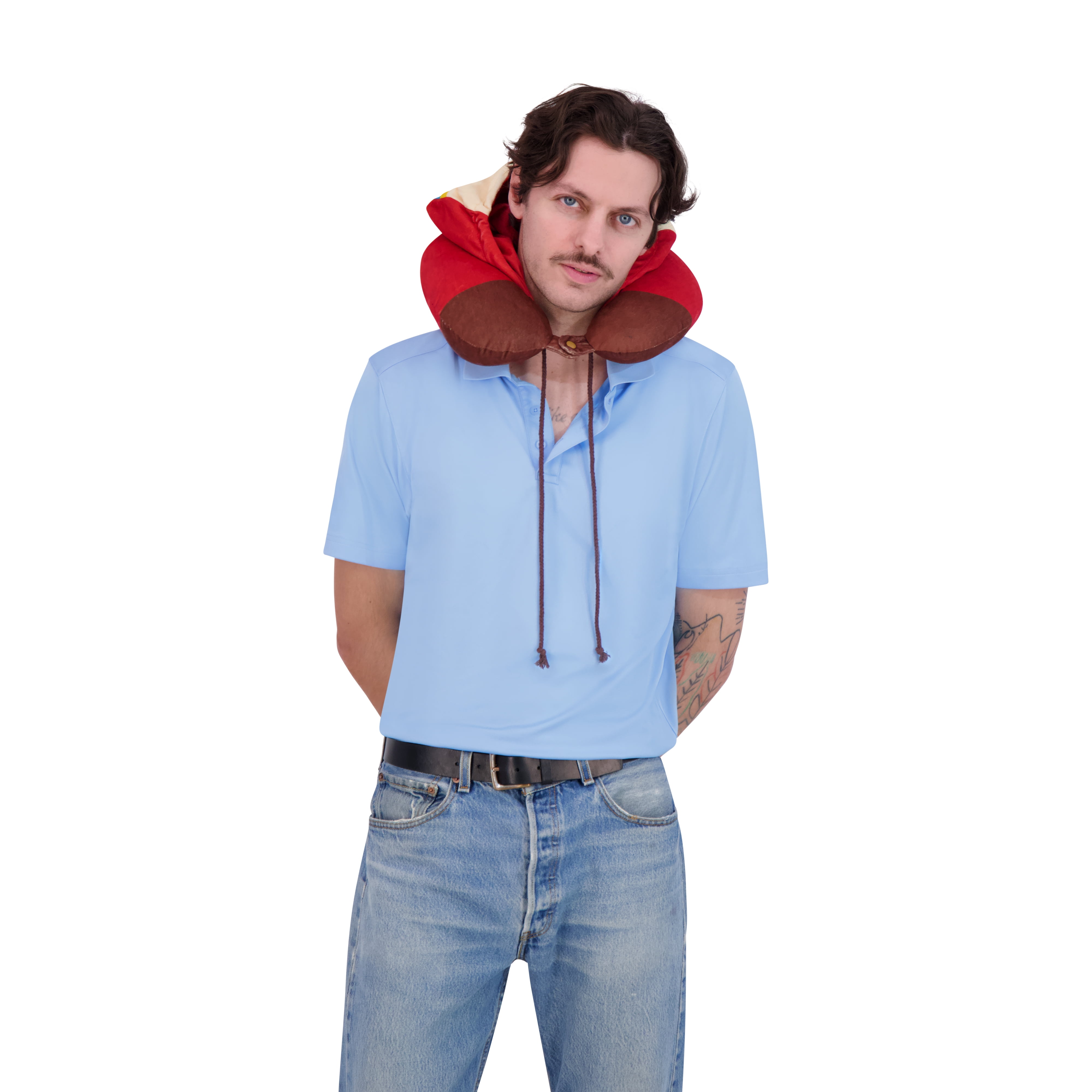 South Park Hooded Neck Pillow, Eric Cartman Memory Foam Travel Accessories for Airplane, Car, and Office, Comfortable and Breathable, Red