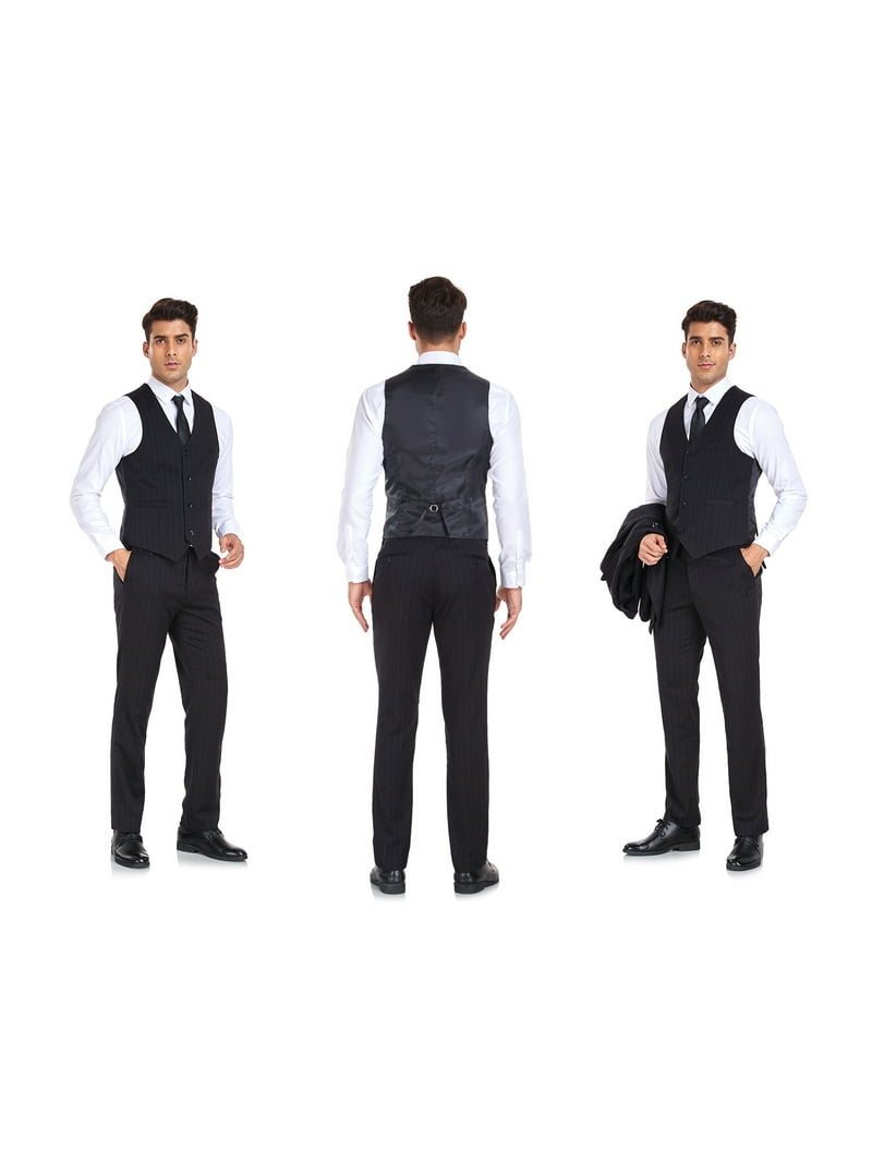 Men's 3 Piece Suit Slim Fit Business Wedding Party Jacket Vest Pants Solid Color Formal Attire