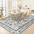thumbnail image 2 of Astorug 5x8 Ft Black Floral Area Rug - Machine Washable Low Pile Non-Slip Carpet, Boho Vintage Farmhouse Decor for Living Room, Bedroom, Nursery & Office, 2 of 9