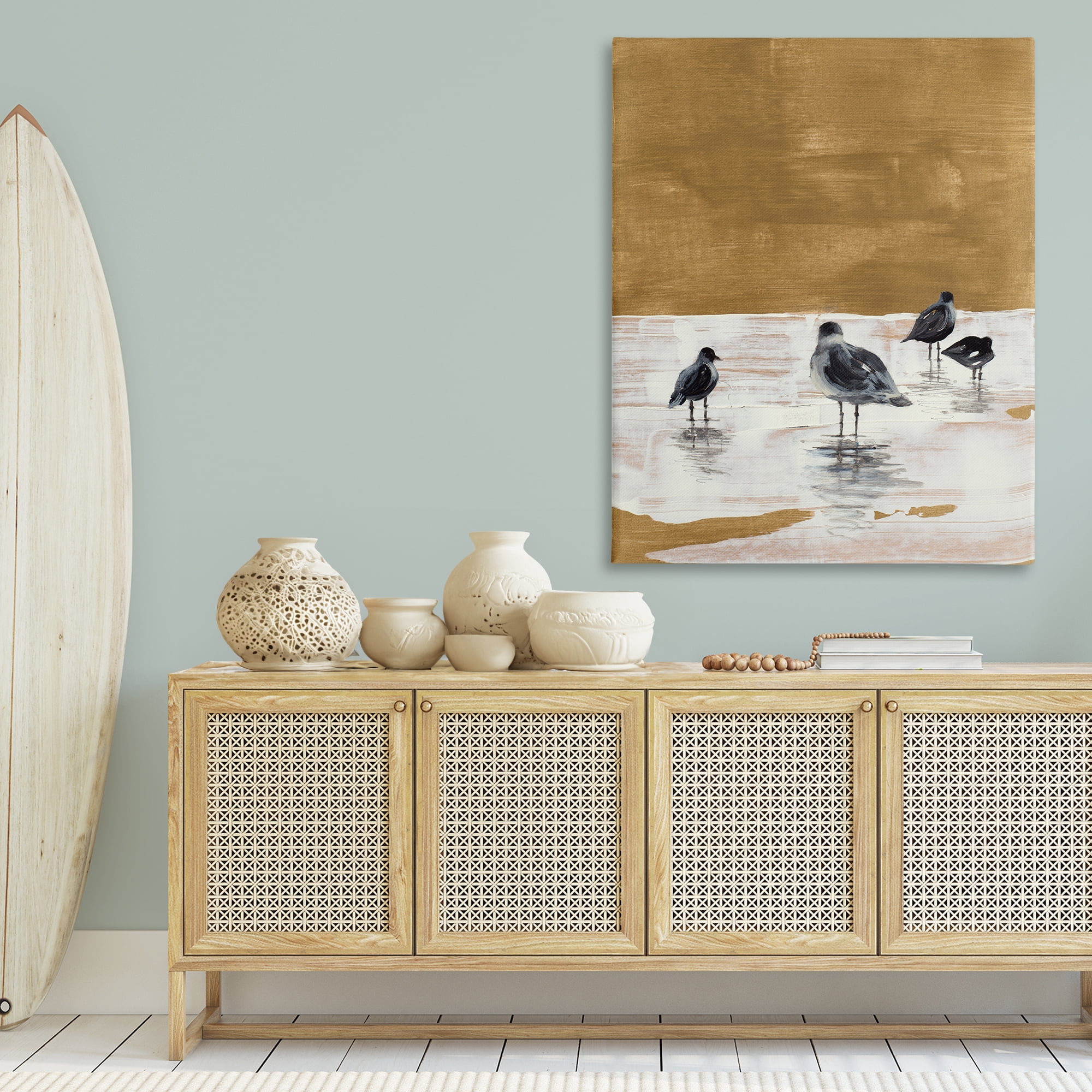 Stupell Industries Sea Seagull Silhouettes Animals & Insects Painting Gallery Wrapped Canvas Art Print Wall Art, 36 x 48