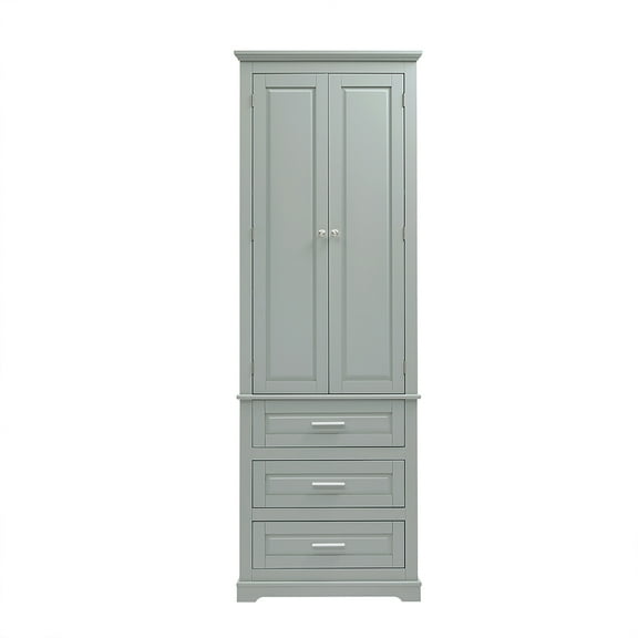 Resenkos Storage Cabinet,Kitchen,Pantry Cabinet,Tall Storage Cabinet with Three Drawers for Bathroom/Office, Grey