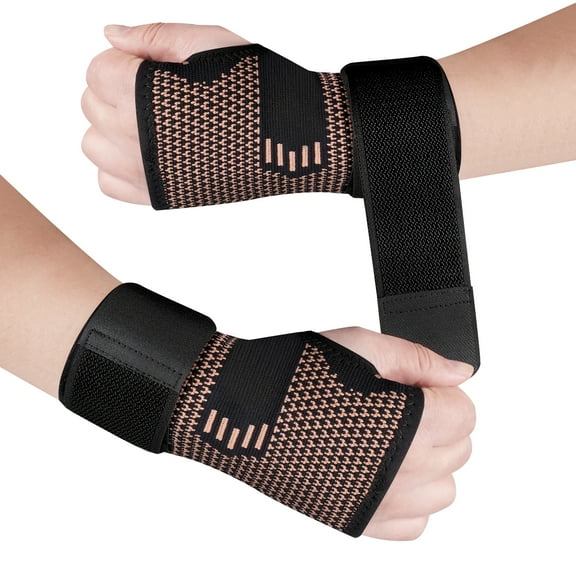 JIUFENTIAN Copper Wrist Brace Hand Wrist Support Brace Compression Wrist Wraps Guard for Carpal Tunnel Relief, Sprain, Injuries-S