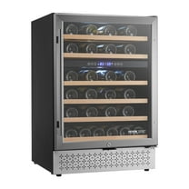 VEVOR Wine Cooler, 46 Bottle Dual Zone Wine Fridge, Built-in & Freestanding Fridge with Glass Door, Adjustable Shelves, Digital Temperature Control, Wine Cooler Refrigerator for Home, Office, Bar