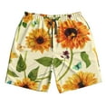 thumbnail image 4 of Bixox Men's Sunflowers And Butterflies printing Casual Classic Fit Short Summer Beach Shorts, 4 of 6
