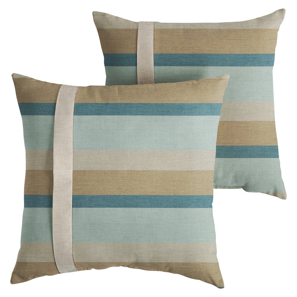 Mozaic Company Sunbrella Outdoor Square Gateway Mist Stripe Pillow