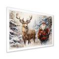 thumbnail image 2 of Designart "Winter Wonderland Santa and His Deer" Animals Framed Wall Art Decor - Modern Farmhouse Red Deer Entryway Framed Wall Art Print, 2 of 6