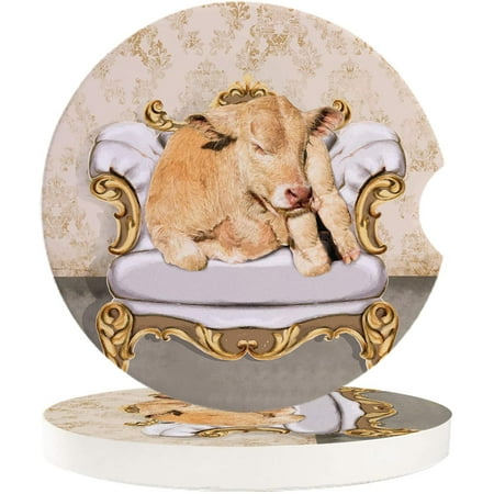 

KXMDXA Farm Cow Sitting on Vintage Sofa Set of 6 Car Coaster for Drinks Absorbent Ceramic Stone Coasters Cup Mat with Cork Base for Home Kitchen Room Coffee Table Bar Decor