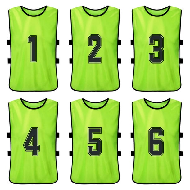 Chaleco 6PCS Kid's Football Pinnies Jerseys de fútbol de secado rápido Deportes juveniles Scrimmage Tomshoo Chaleco