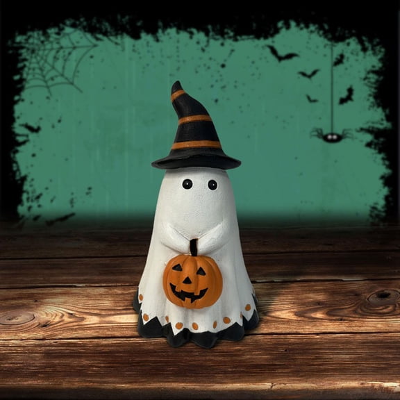 YANHAIGONG Ghost Sculptures, Halloween Spooky Ghost Ornament, Ceramic White Ghost Figurines, Spooky Resin Halloween Ghost Ornaments, Halloween Ghost Sculpture Decor for Bedroom, Living Room
