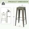 thumbnail image 6 of VINEEGO 30 Inches Metal Bar Stools for Counter Height Indoor-Outdoor Modern Stackable Industrial Stools Set of 4 (Gun), 6 of 7
