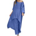 thumbnail image 2 of Aueoeo 2 Piece Sets for Women, 2 Piece Outfits for Women Long Sleeve Linen Sets Athletic Baggy Pants Loose Fit Dressy Casual Tracksuit Sets, 2 of 7