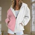 thumbnail image 2 of Timegard Zip up Hoodies for Women Long Sleeve Color Block Sweatshirts Fall Winter Loose Comfy Jacket, 2 of 5