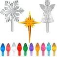 thumbnail image 1 of 110Pcs in 10 Colors Ceramic Christmas Tree Replacement Bulbs - Plastic Lights Pegs, Included Angel Topper＆Snowflake Top＆Cross Stars., 1 of 6