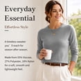 thumbnail image 5 of QUALFORT Women’s Crew Neck Pullover Sweater, Soft Lightweight Long Sleeve Knit Top, Solid Color Casual Sweater, Gray L, 5 of 7