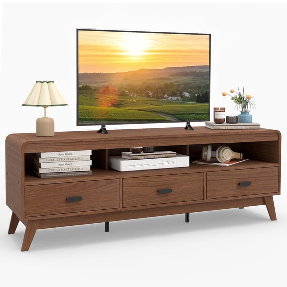 Gymax TV Stand for TVs up to 70'' Mid Century Modern Entertainment Center TV Cabinet