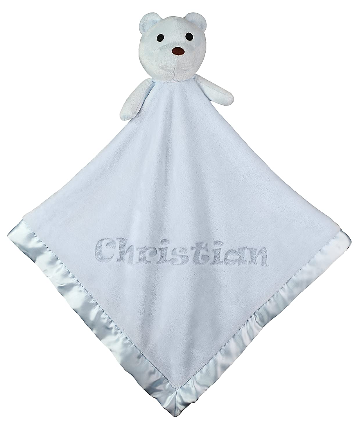 Custom Catch Personalized Teddy Bear Baby Blanket Gift for Boy - Blue