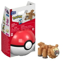 MEGA Pokemon Bidoof Building Toy Kit, Poseable Action Figure with Poke Ball (26 Pieces) for Kids