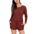 thumbnail image 5 of Avidlove Women Pajama Sets Waffle Knit Lounge Set Matching Long Sleeve Top and Shorts Loungewear Two Piece Sleepwear, 5 of 5