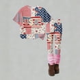 thumbnail image 3 of CCRFTGI 4th of july Outfits for Child Girls 10-12 Patriotic 2 Piece Outfits American Flag Stars Striped Short Sleeve T-Shirts and Elastic Waist Pants Freedom Clothing Sets Red 9-10 Years, 3 of 5