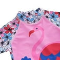 thumbnail image 4 of Little Girl Pink Flamingo One-Piece Rash Guard Swimsuit with Sun Hat, 4 of 17