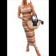 thumbnail image 1 of Vestidos de Verano para Mujer 2025, Cuello Cuadrado, Sin Mangas, A Rayas, Estilo Bohemio, para Vacaciones en la Playa, Color Naranja, Talla M, 1 of 10
