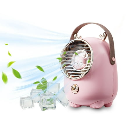 

OAVQHLG3B Cute Cartoon portable air conditioner fan rechargeable usb air cooler personal space mini evaporative quiet 3 speeds humidifier misting fan for Women