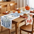 thumbnail image 5 of Fall Table Runner Thanksgiving White Blue Pumpkin Table Runners Floral Eucalyptus Leaves Cotton Linen Dresser Scarf Kitchen Dining Table Decor for Fall Holiday Party Decor 13x72 Inch, 5 of 9