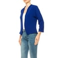thumbnail image 3 of Women's Collarless Blazer Open Front Sleek 3/4 Sleeves Cardigan, 3 of 6