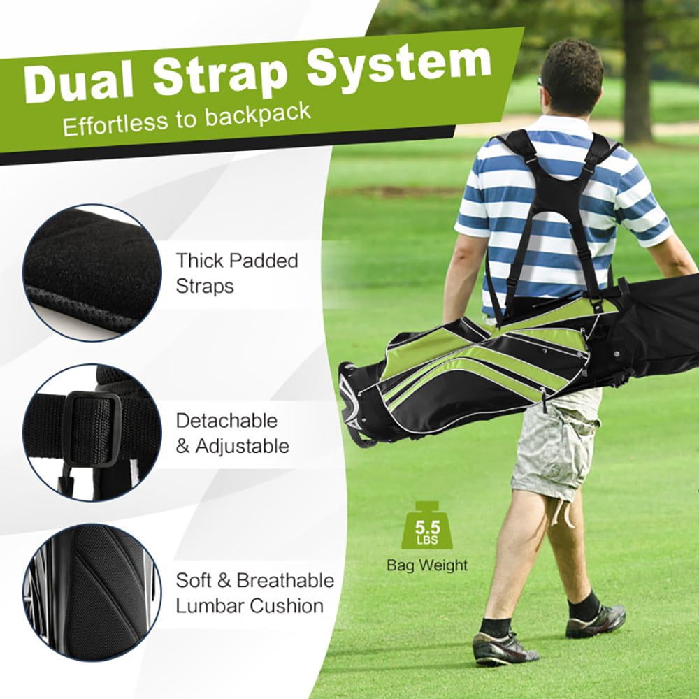 Barara King Golf Cart Bag, Golf Bags,Golf Stand Bag, Golf Stand Cart Bag with 6-Way Divider Carry Pockets-Green