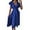 Blue, variant on Women’s Summer Elegant V Neck Ruffle Sleeve Midi Dress, Classy Fit and Flared Cocktail Wedding Guest Dress