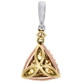 thumbnail image 3 of 14K Tri Color Gold Natural Yellow Diamond Triangle Pendant Halo Necklace 0.75 CT, 3 of 5