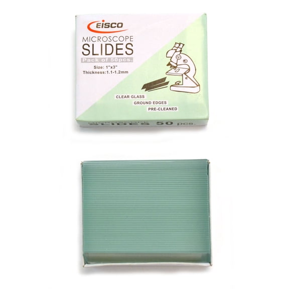 Eisco Labs Microscope Glass Slide - Plain - Pack of 50, Size 75 x 25 mm Thickness 1.1 - 1.2