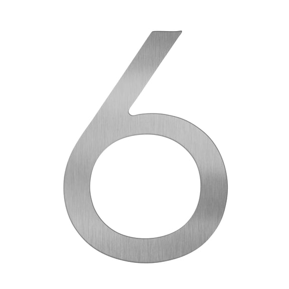 Adoorn 4 Inch Mailbox Numbers - Number 6, Silver Color, Each Sold Individually, Premium Metal Self Stick Address Numbers, Weatherproof Mailbox Numbers for Outside