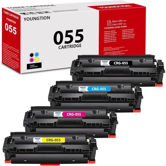 Cartuchos de tóner YOUNGTION 055 de alto rendimiento, paquete de 4 unidades para Canon