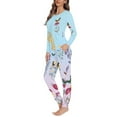 thumbnail image 2 of Renewold Soft Pajamas Set for Women Long Sleeve Scoop Neck Sweatpants Butterflies Floral Printed Shirts Winter Night Indoor Sleepwear Size 4XL, 2 of 5