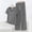 Dark Gray plus size 2 piece set a1, variant on Cagogo Women Plus Size 2 Piece Set Striped V Neck Short Sleeve Tshirt Wide Leg Pants Casual Loose Matching Lounge Outfits Cruise Travel Clothes Airport Summer, Khaki L