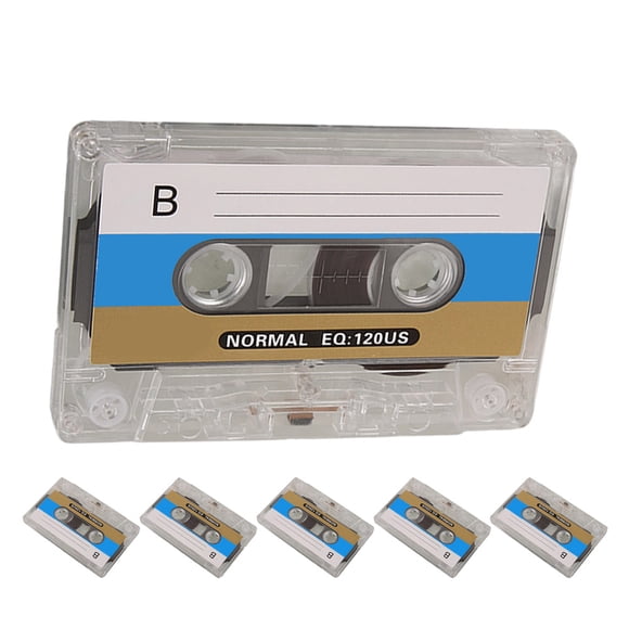 BESTYASH 6Pcs Retro Style Blank Cassette Tapes with Clear Protective Case for Birthday Music Recording