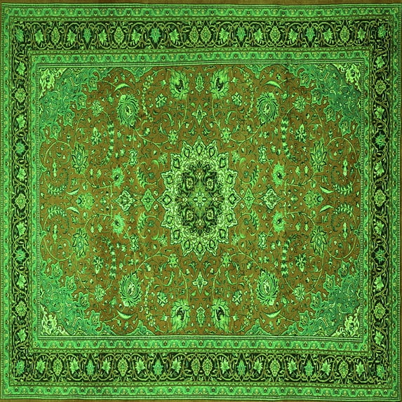 Ahgly Company Indoor Square Persian Green Traditional Area Rugs, 8' Square