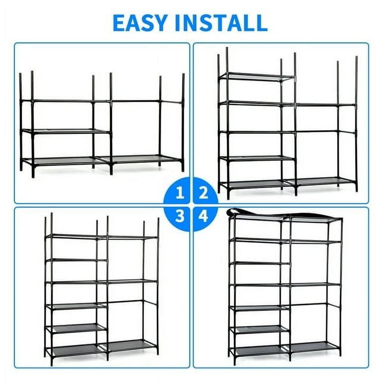 Keenstone 7-Tier Shoe Rack,18 Pairs Shoes Shelf Storage Organizer for Shoe Boots Stackable Cabinet ,Black, Size: 35 Large x 11 W x 43 H