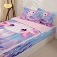 thumbnail image 3 of Homewish Cartoon Axolotl Zipper Twin Comforter Sets with Fitted Sheet and 2 Pillowcases For Kids Girls,Dreamy Underwater World Zipper Bedding Set,Pink Reversible,4-Piece, 3 of 7