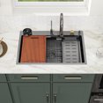 thumbnail image 5 of Logmey Stainless Steel Workstation Kitchen Sink 33x22 Drop In Topmount Kitchen Sink Gunmetal Black Watetfall Sink with Faucet Combo, Cup Washer, 5 of 11
