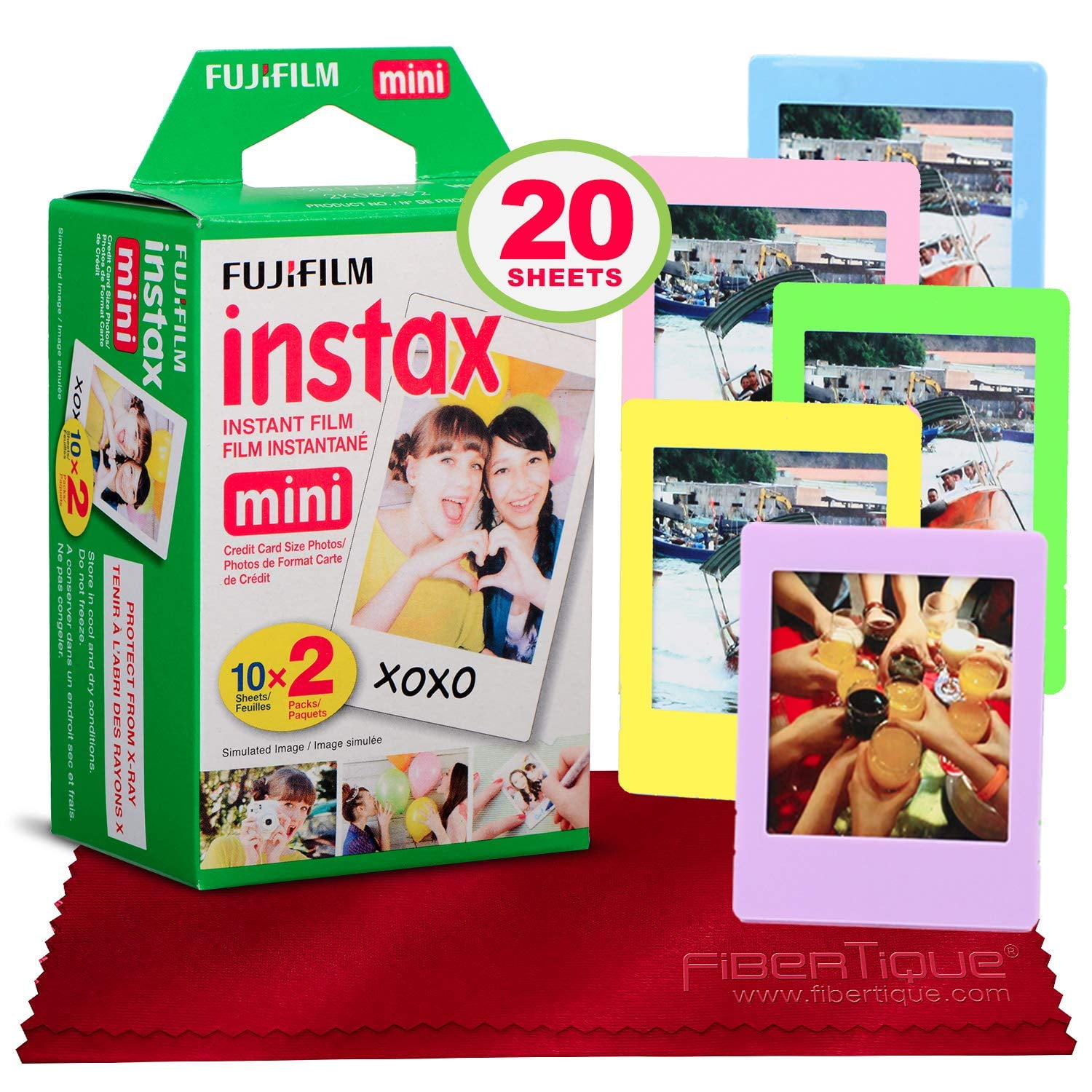 Sprong Duiker verbinding verbroken Fujifilm Instax Mini Instant Film (80 Sheets) for Fujifilm Instax Mini + 5  Picture Frames + FiberTique Cleaning Cloth (USA Warranty) - Walmart.com