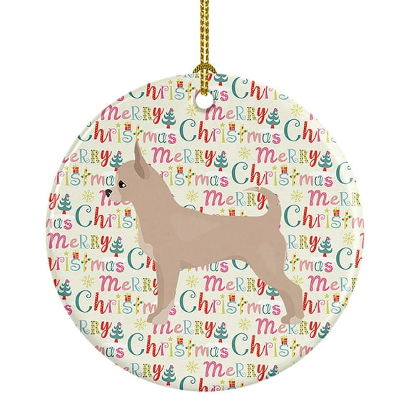 Chihuahua Merry Christmas Ceramic Ornament 2.8 in x 2.8 in