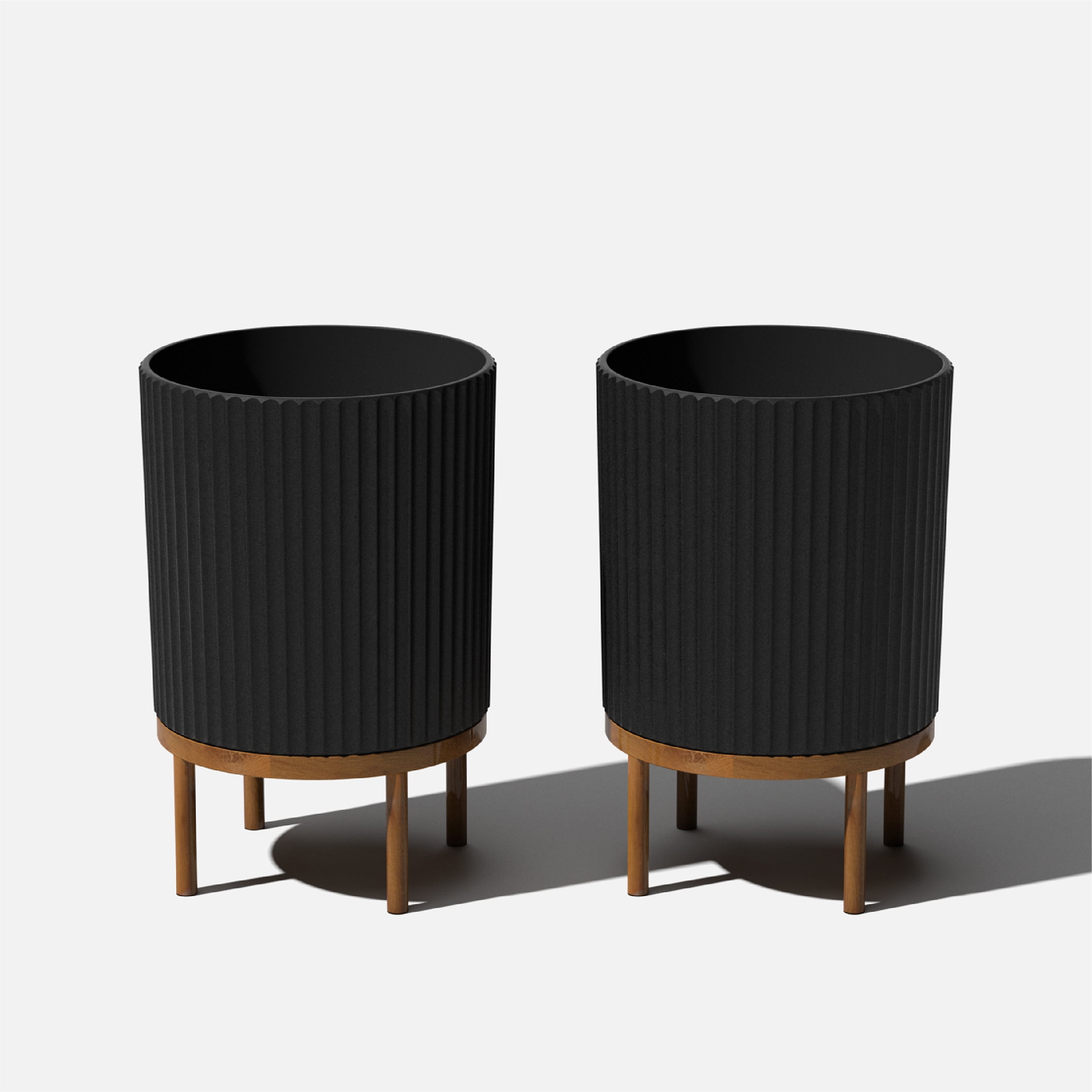 Veradek Mason Series Raised Demi 16" Planter with Stand 2 Pack Black