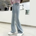 thumbnail image 5 of Girls Flare Jeans Fashion Elastic Waist Denim Pants Bell Bottoms with Pockets Size 5-15, 5 of 5