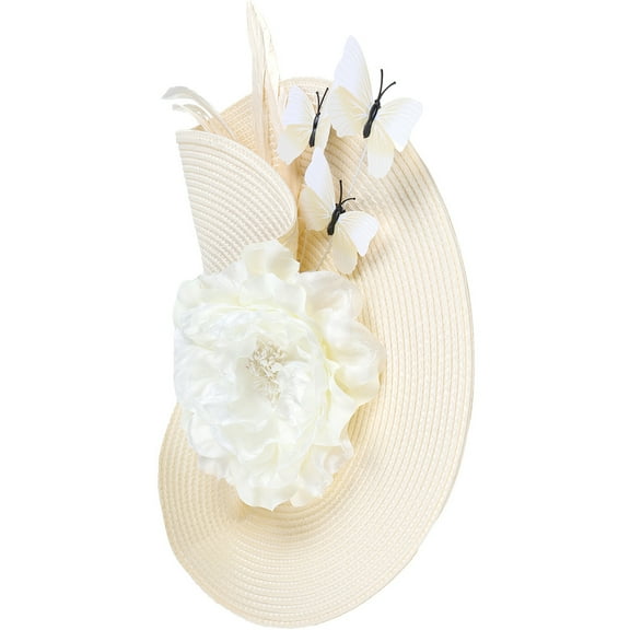 KALLORY Fascinator Headband for Women with Butterfly Decoration Dark Green Fabric Comfortable to Wear