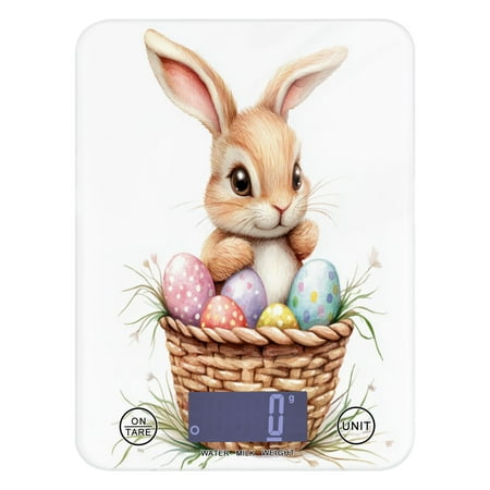 

Cute Easter Bunny and Eggs Food Scale Digital Kitchen Scale Waterproof Grams Ounces lbs for For Baking and Cooking