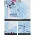 thumbnail image 5 of Women Button Up Blouses for Women Floral Print Shirts 3/4 Sleeve V Neck Pleated Front Blouse Tops Summer Casual T-shirts Blue 2XL, 5 of 6
