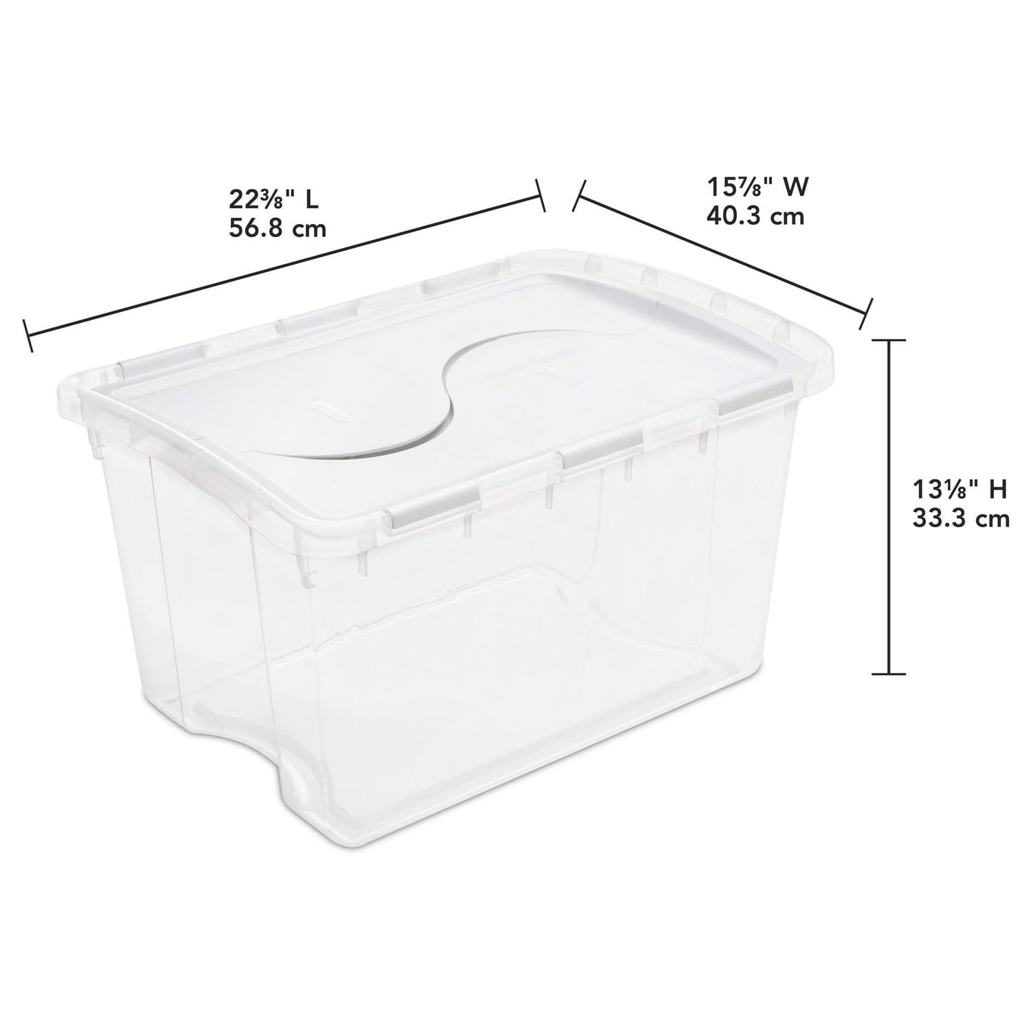 Boîte de rangement de Sterilite de 45L avec couvercle à charnière en blanc